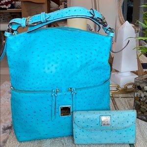 Dooney and Bourke turquoise ostrich purse wallet
